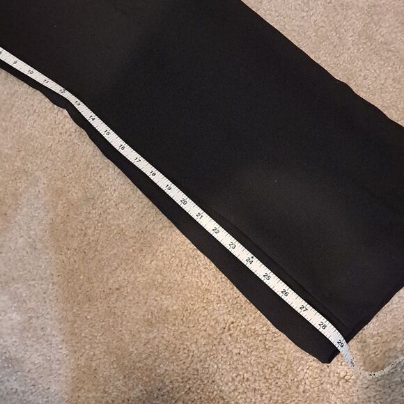 Trousers Women’s Black Wide Leg Front Button Zip Fly Lined Sz 12 Polyester Crepe - Picture 10 of 11